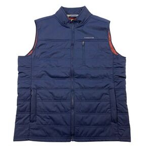 Fish Hippie‎ Quilted Vest Men Navy Orange Puffer Zip Front Pockets Medium